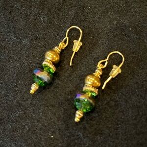 Gold/Green/Blue/Purple Bead Earrings